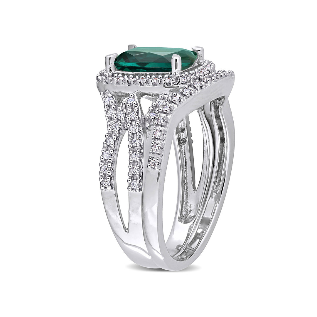 2.00 Carat (ctw) Lab-Created Emerald Bridal Wedding Ring Set 10K Gold with Diamonds Image 4