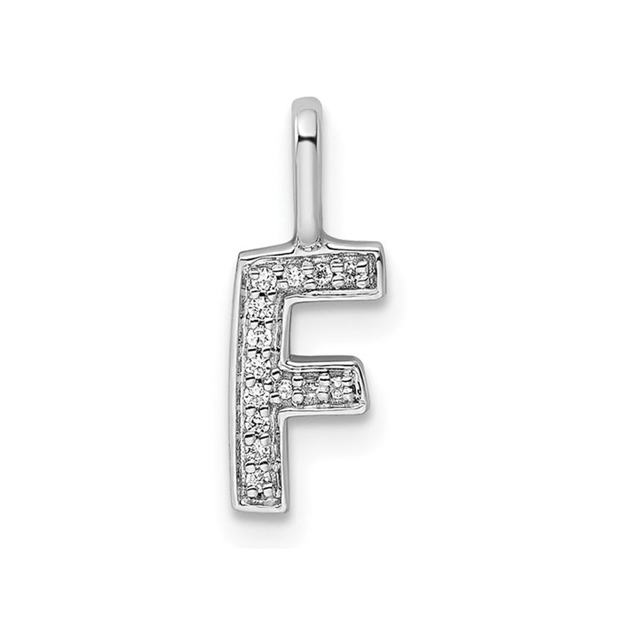 14K White Gold Initial -F- Pendant Charm with Accent Diamonds (NO CHAIN) Image 1