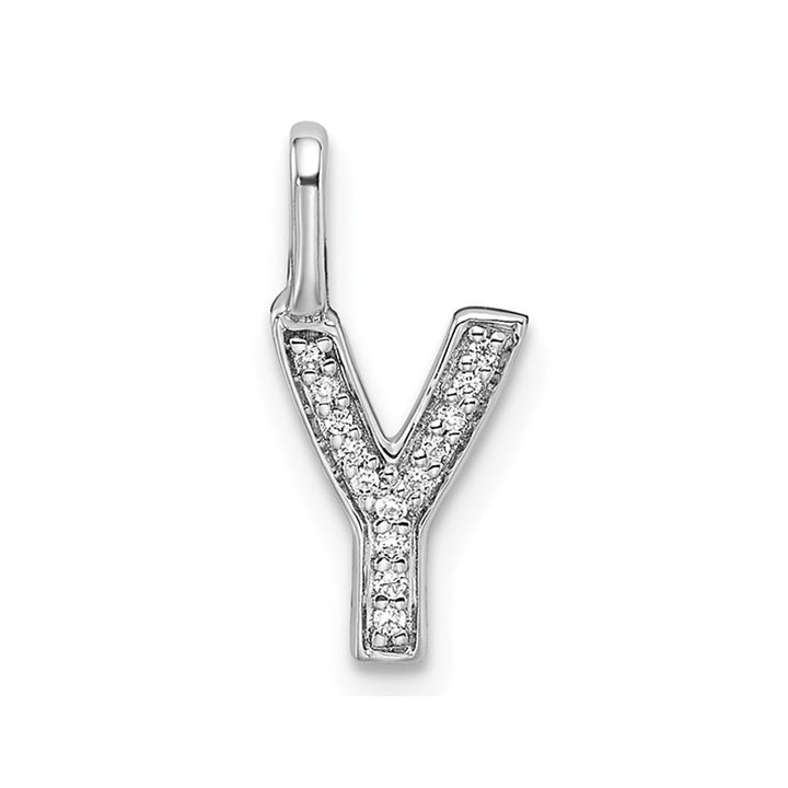 14K White Gold Initial -Y- Pendant Charm with Accent Diamonds (NO CHAIN) Image 1