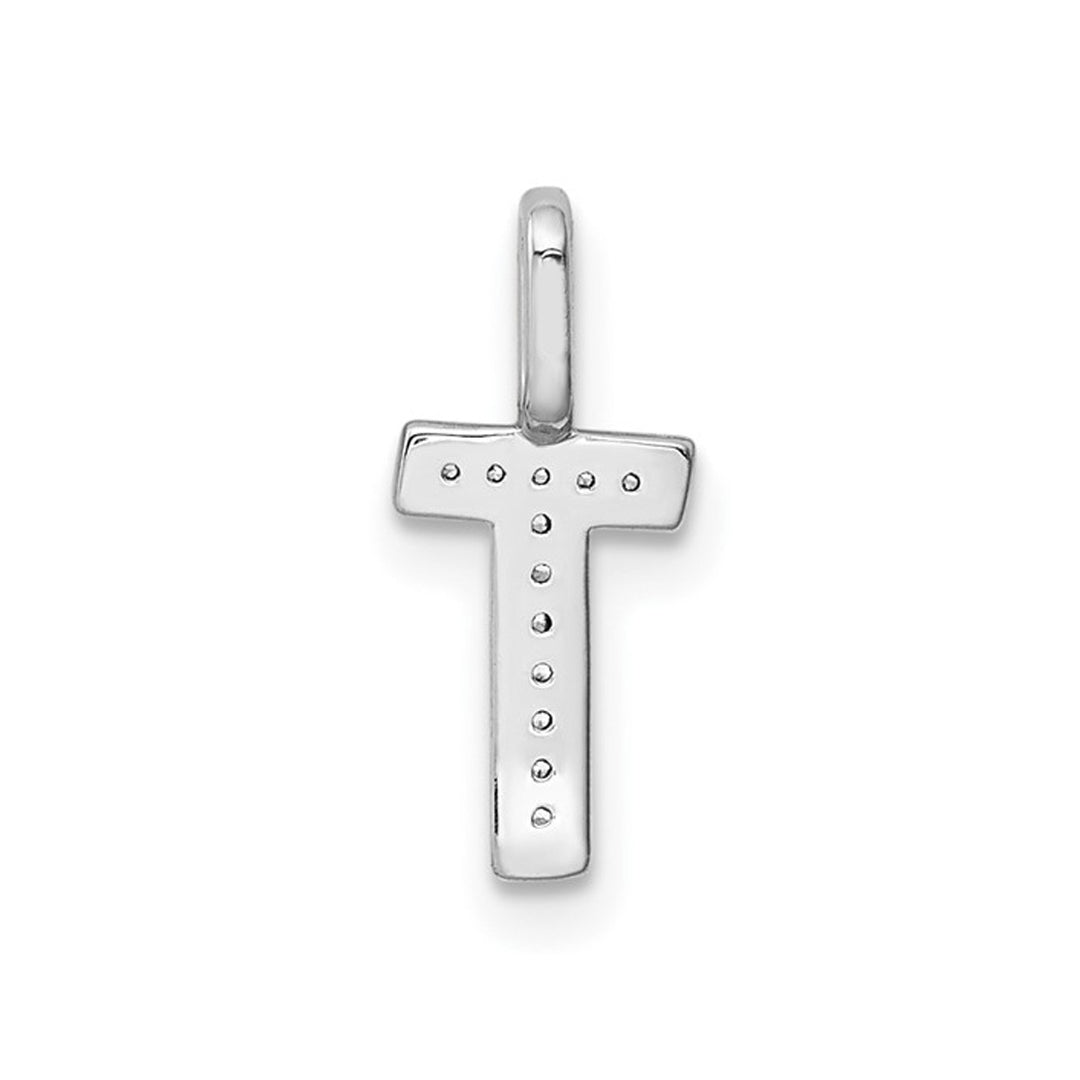 14K White Gold Initial -T- Pendant Charm with Accent Diamonds (NO CHAIN) Image 4