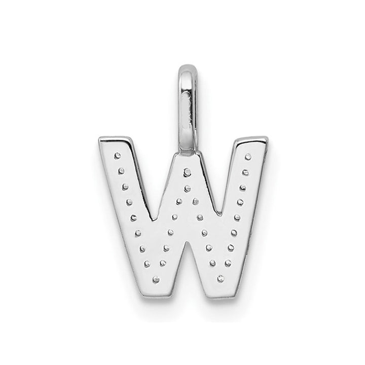 14K White Gold Initial -W- Pendant Charm with Accent Diamonds (NO CHAIN) Image 3