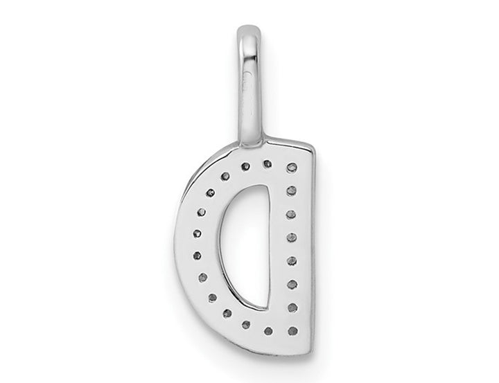 14K White Gold Initial -D- Pendant Charm with Accent Diamonds (NO CHAIN) Image 3