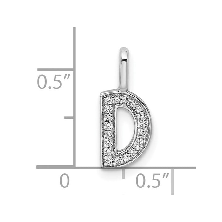 14K White Gold Initial -D- Pendant Charm with Accent Diamonds (NO CHAIN) Image 4