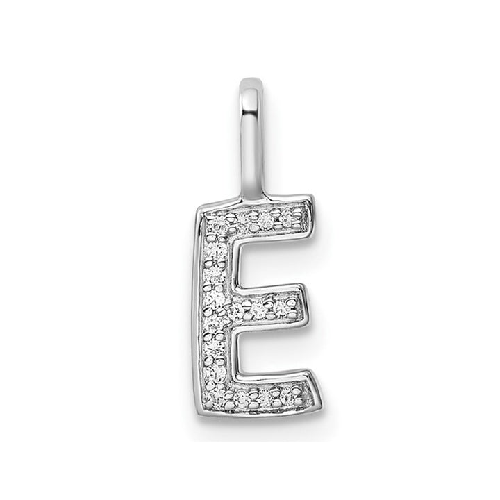 14K White Gold Initial -E- Pendant Charm with Accent Diamonds (NO CHAIN) Image 1
