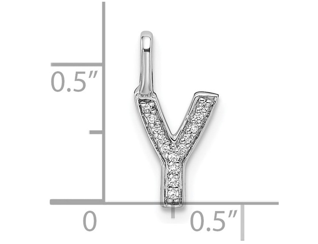 14K White Gold Initial -Y- Pendant Charm with Accent Diamonds (NO CHAIN) Image 4