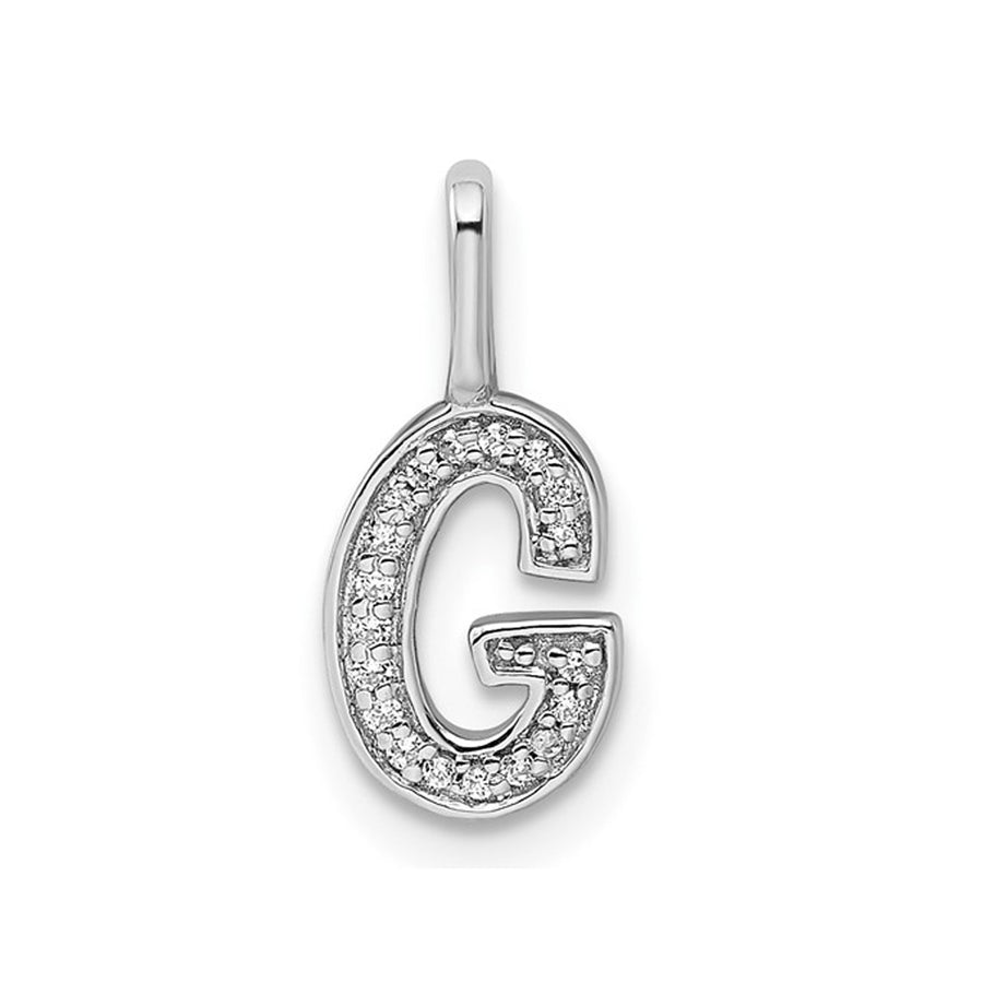 14K White Gold Initial -G- Pendant Charm with Accent Diamonds (NO CHAIN) Image 1