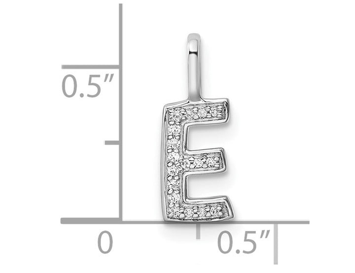 14K White Gold Initial -E- Pendant Charm with Accent Diamonds (NO CHAIN) Image 3