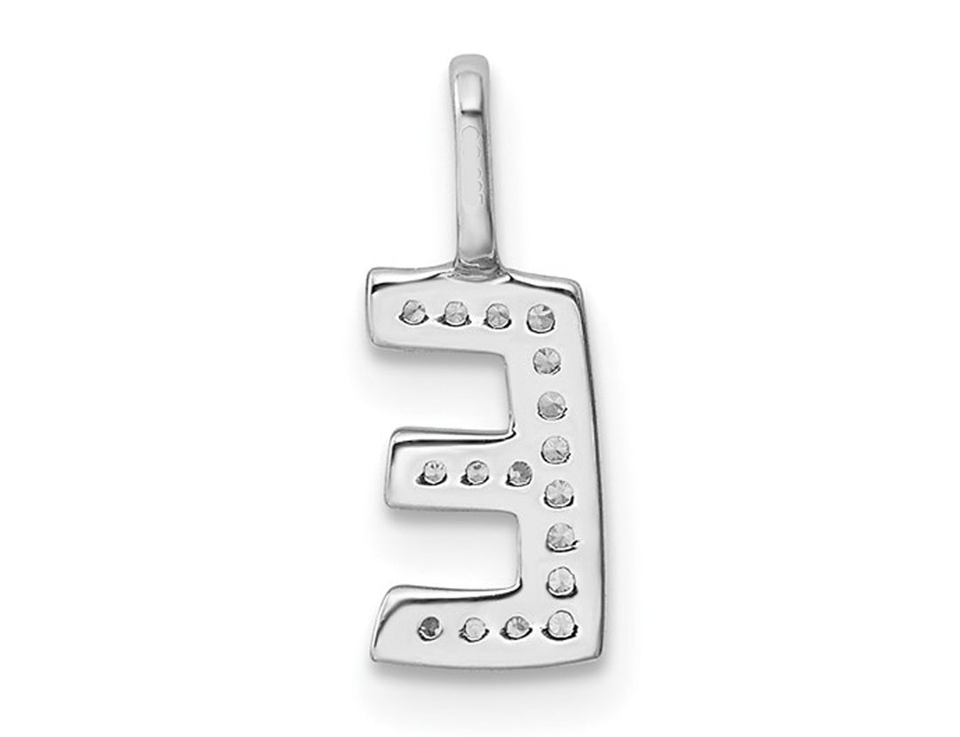 14K White Gold Initial -E- Pendant Charm with Accent Diamonds (NO CHAIN) Image 4