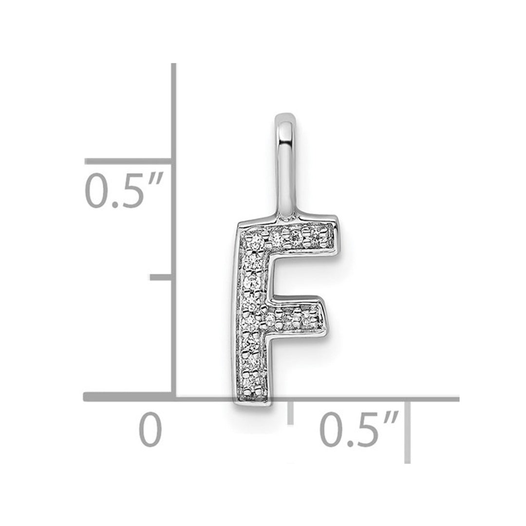 14K White Gold Initial -F- Pendant Charm with Accent Diamonds (NO CHAIN) Image 3