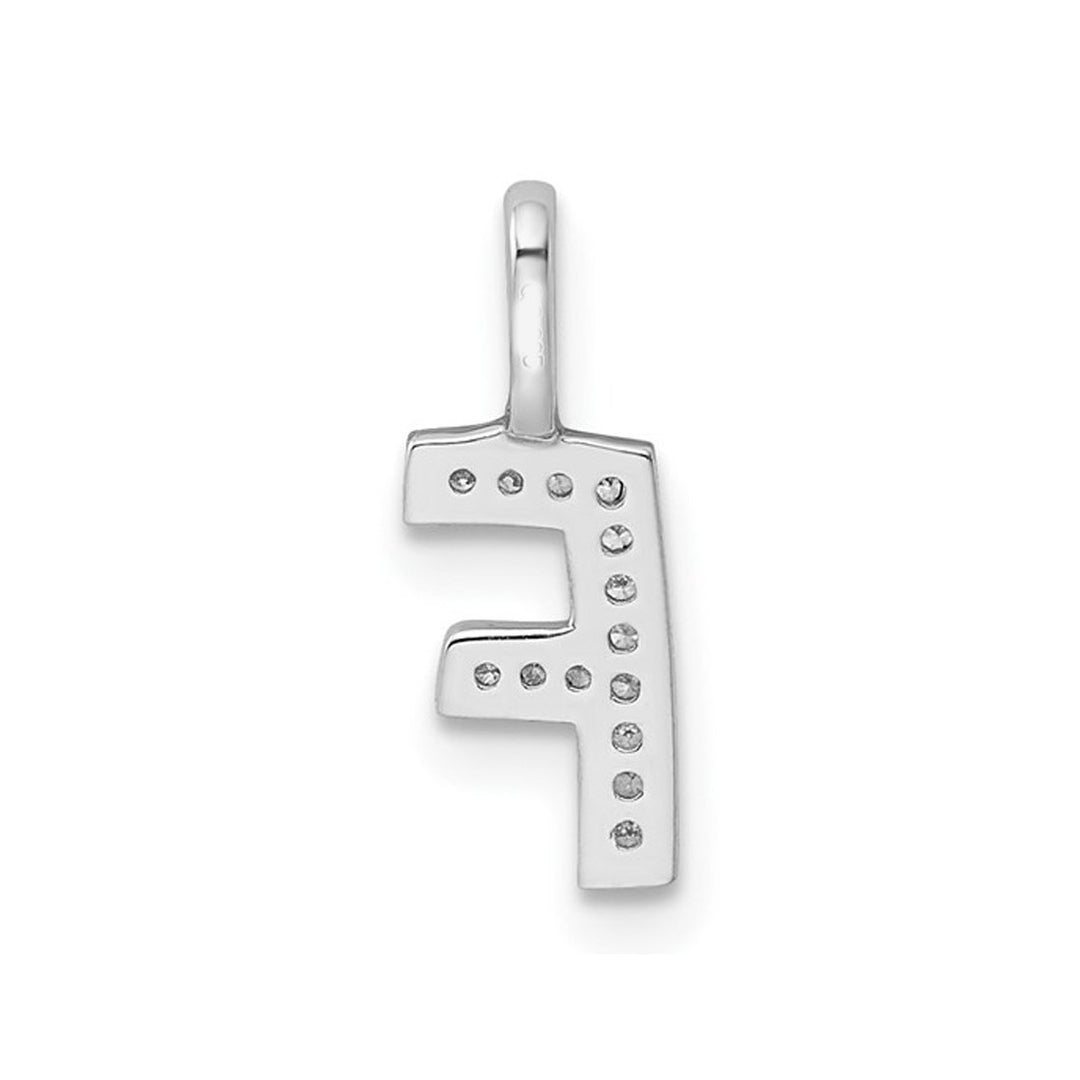 14K White Gold Initial -F- Pendant Charm with Accent Diamonds (NO CHAIN) Image 4