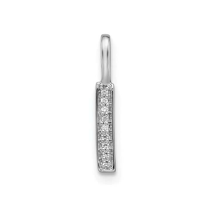 14K White Gold Initial -I- Pendant Charm with Accent Diamonds (NO CHAIN) Image 1