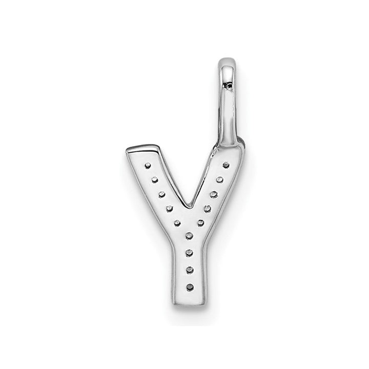14K White Gold Initial -Y- Pendant Charm with Accent Diamonds (NO CHAIN) Image 4