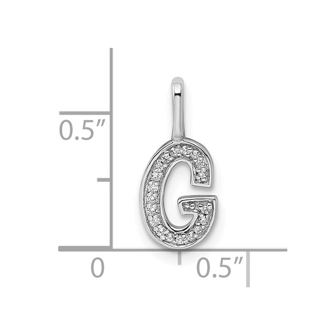 14K White Gold Initial -G- Pendant Charm with Accent Diamonds (NO CHAIN) Image 3