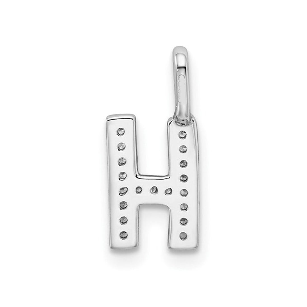 14K White Gold Initial -H- Pendant Charm with Accent Diamonds (NO CHAIN) Image 4