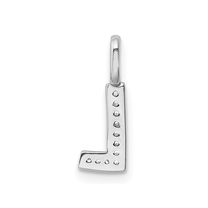14K White Gold Initial -L- Pendant Charm with Accent Diamonds (NO CHAIN) Image 4