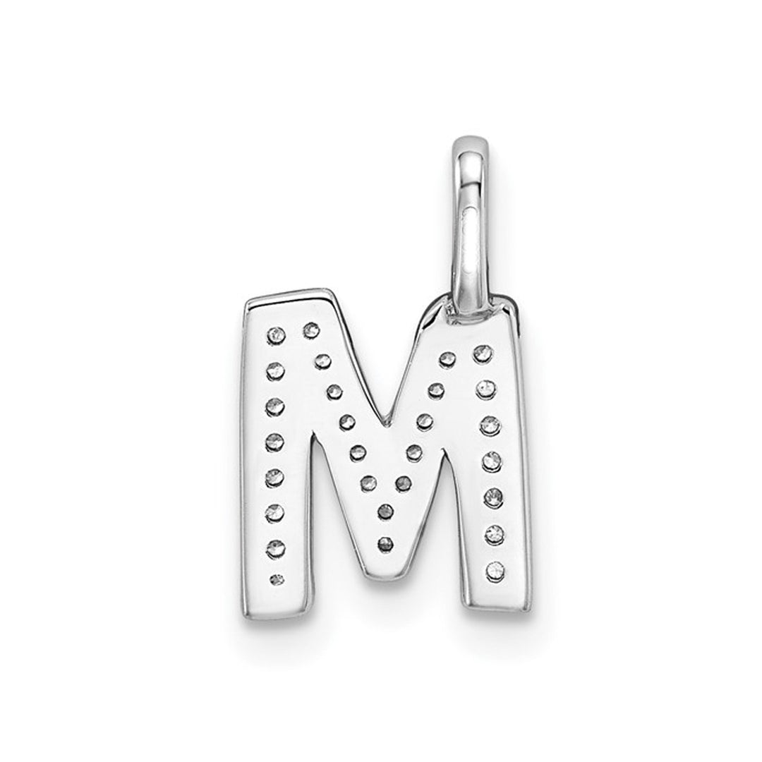 14K White Gold Initial -M- Pendant Charm with Accent Diamonds (NO CHAIN) Image 3