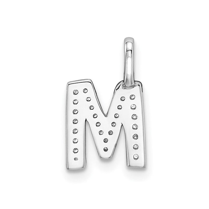 14K White Gold Initial -M- Pendant Charm with Accent Diamonds (NO CHAIN) Image 3