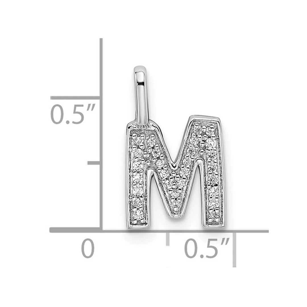 14K White Gold Initial -M- Pendant Charm with Accent Diamonds (NO CHAIN) Image 4