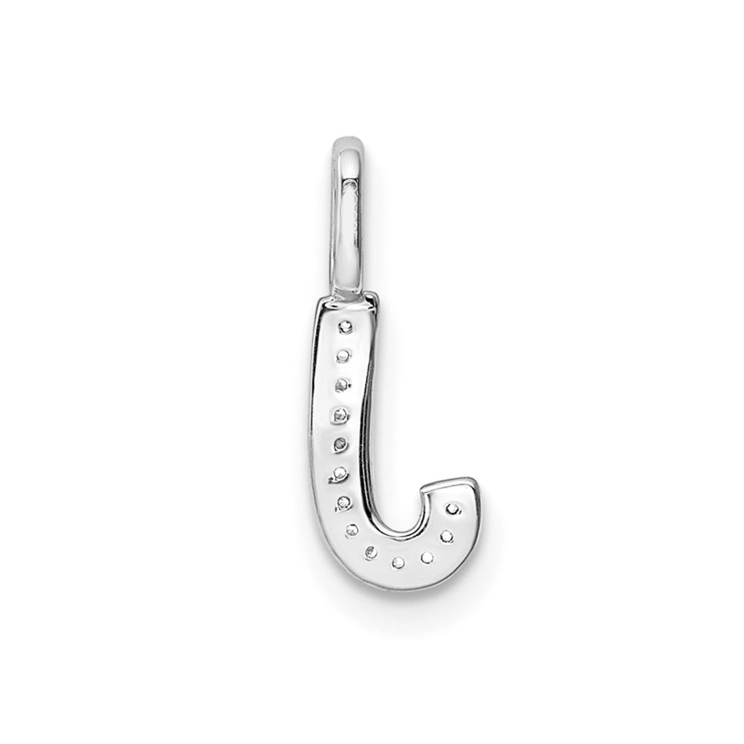 14K White Gold Initial -J- Pendant Charm with Accent Diamonds (NO CHAIN) Image 3