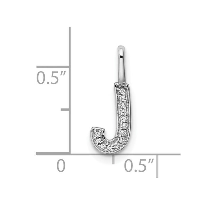 14K White Gold Initial -J- Pendant Charm with Accent Diamonds (NO CHAIN) Image 4