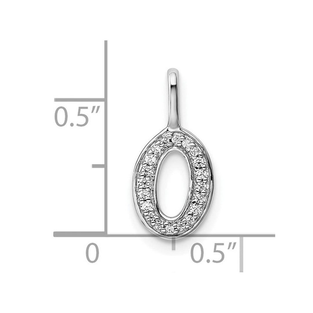 14K White Gold Initial -O- Pendant Charm with Accent Diamonds (NO CHAIN) Image 3