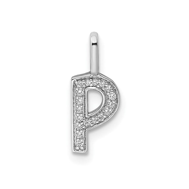 14K White Gold Initial -P- Pendant Charm with Accent Diamonds (NO CHAIN) Image 1