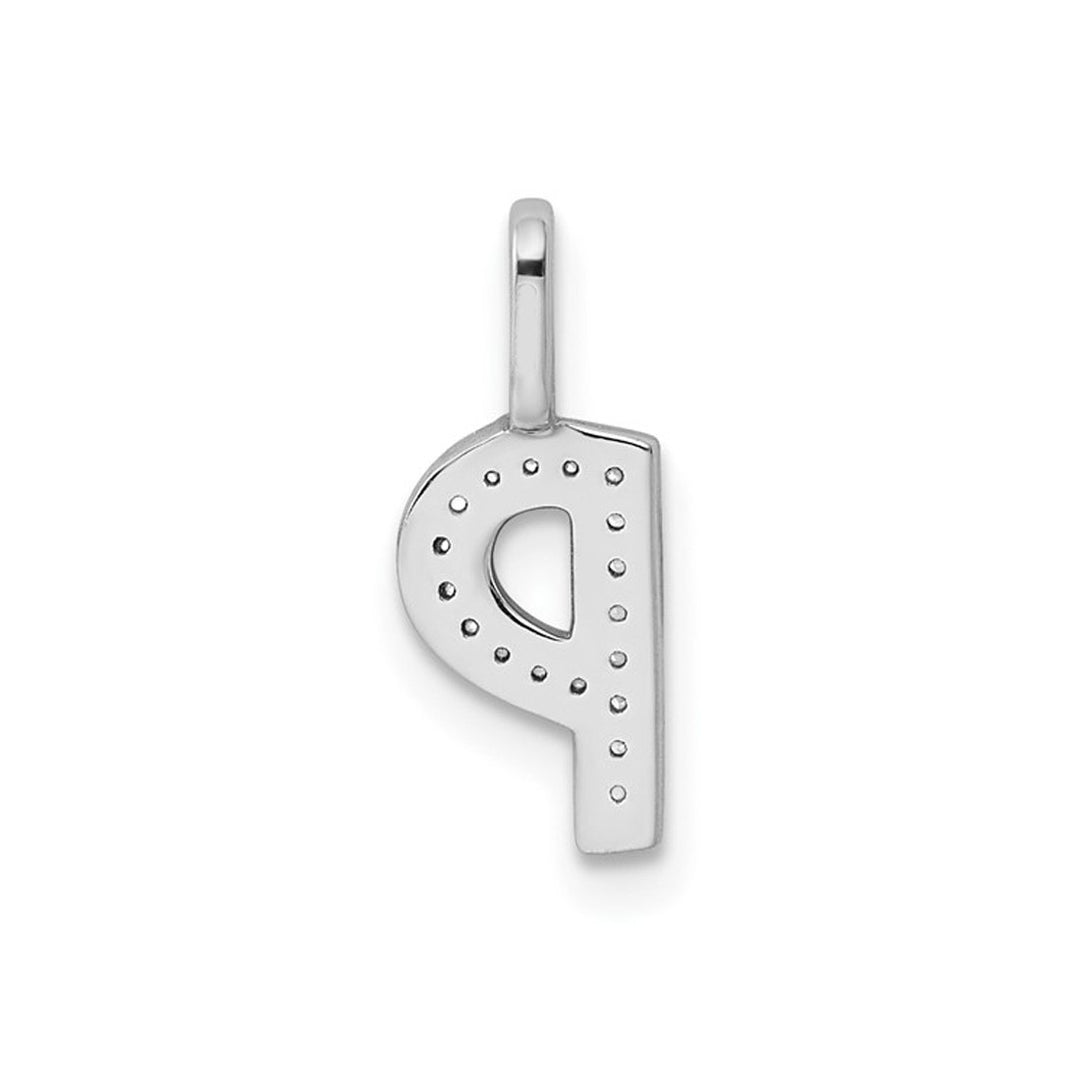 14K White Gold Initial -P- Pendant Charm with Accent Diamonds (NO CHAIN) Image 3