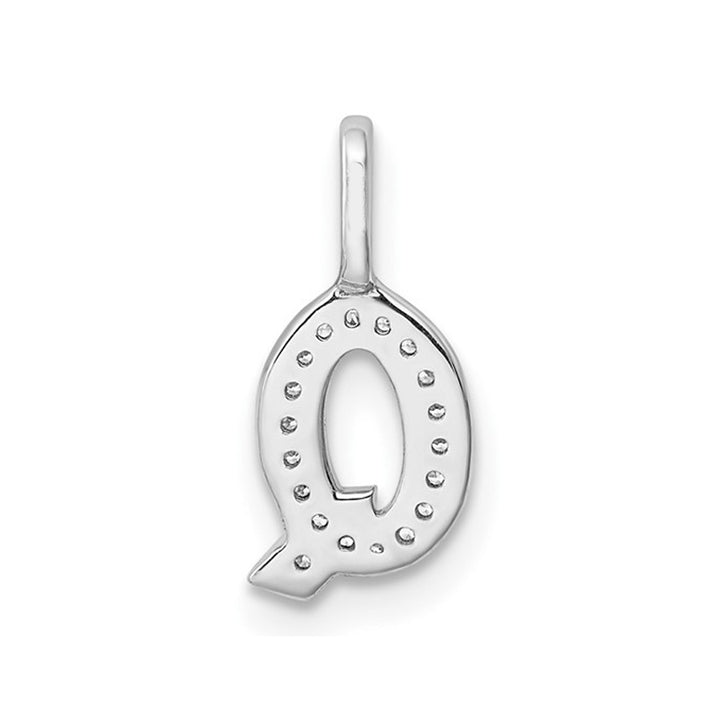 14K White Gold Initial -Q- Pendant Charm with Accent Diamonds (NO CHAIN) Image 4