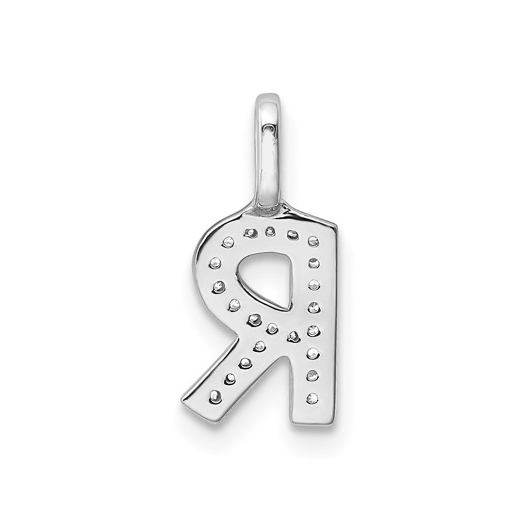 14K White Gold Initial -R- Pendant Charm with Accent Diamonds (NO CHAIN) Image 4