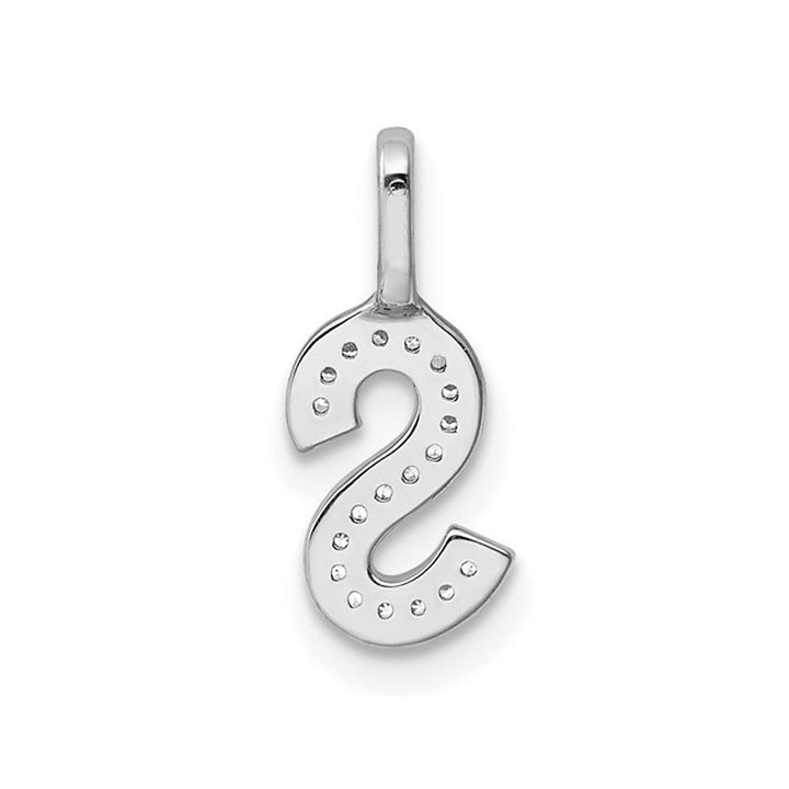 14K White Gold Initial -S- Pendant Charm with Accent Diamonds (NO CHAIN) Image 3