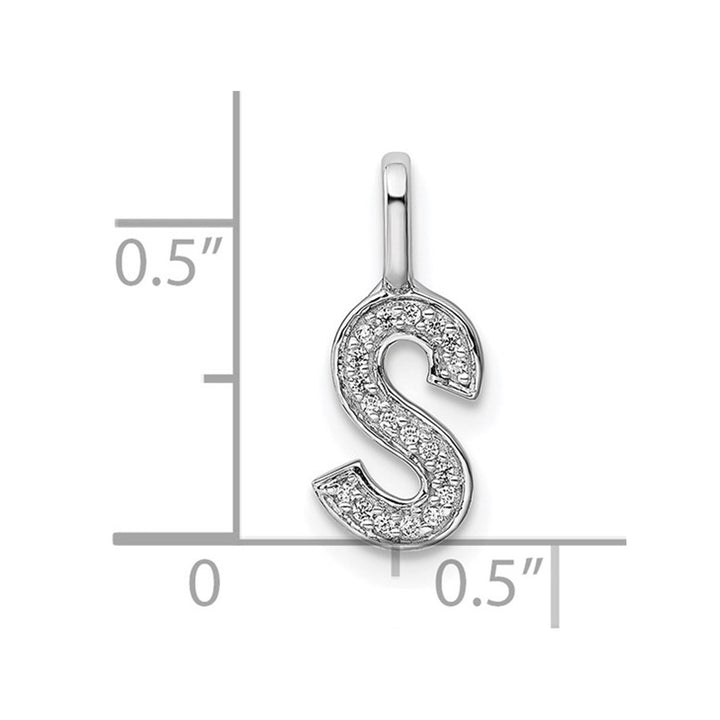 14K White Gold Initial -S- Pendant Charm with Accent Diamonds (NO CHAIN) Image 4