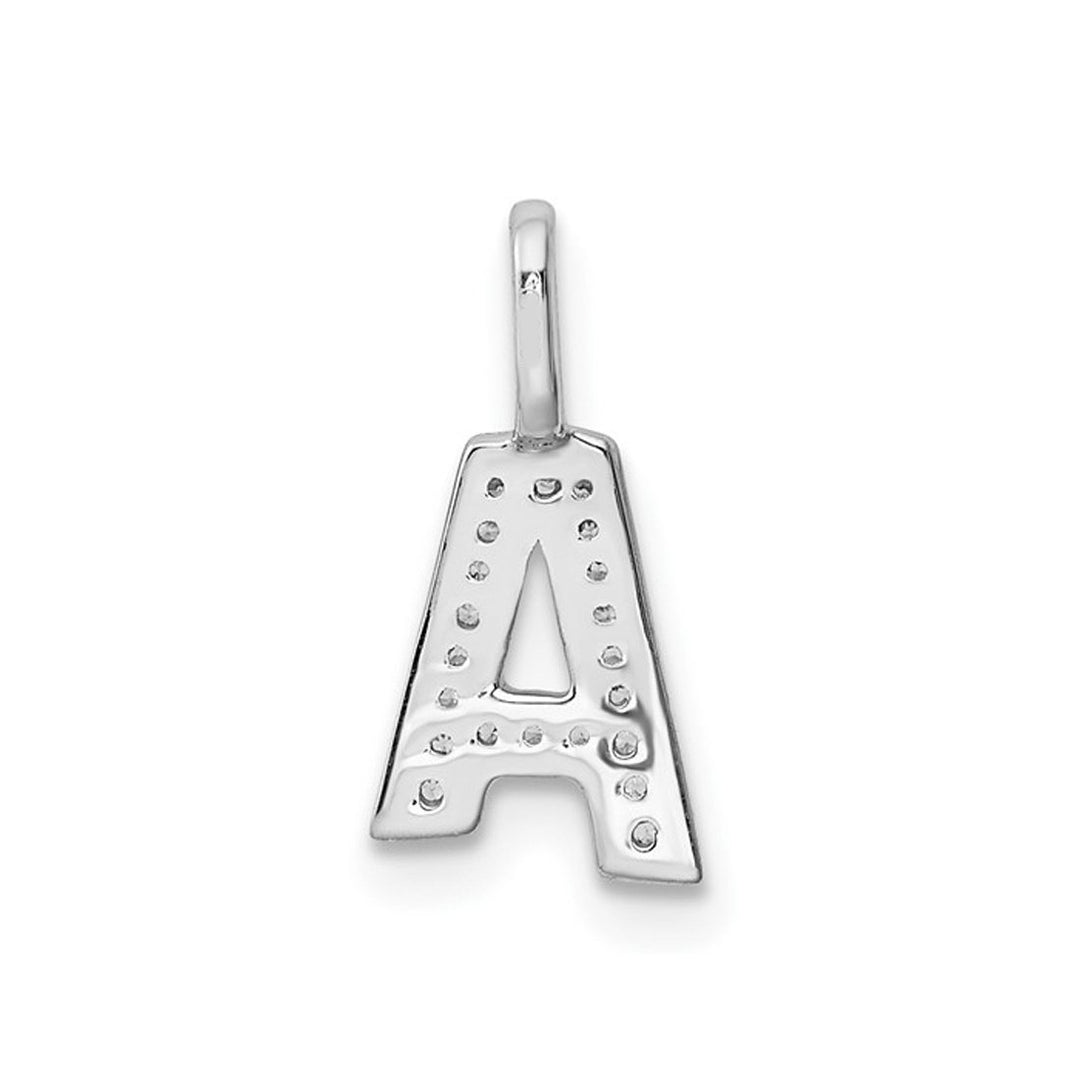 14K White Gold Initial -A- Pendant Charm with Accent Diamonds (NO CHAIN) Image 4