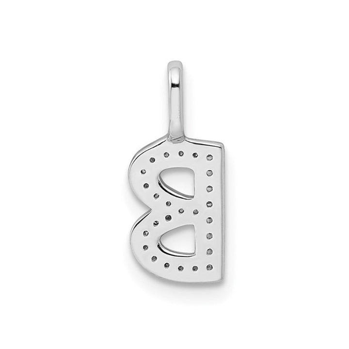 14K White Gold Initial -B- Pendant Charm with Accent Diamonds (NO CHAIN) Image 3