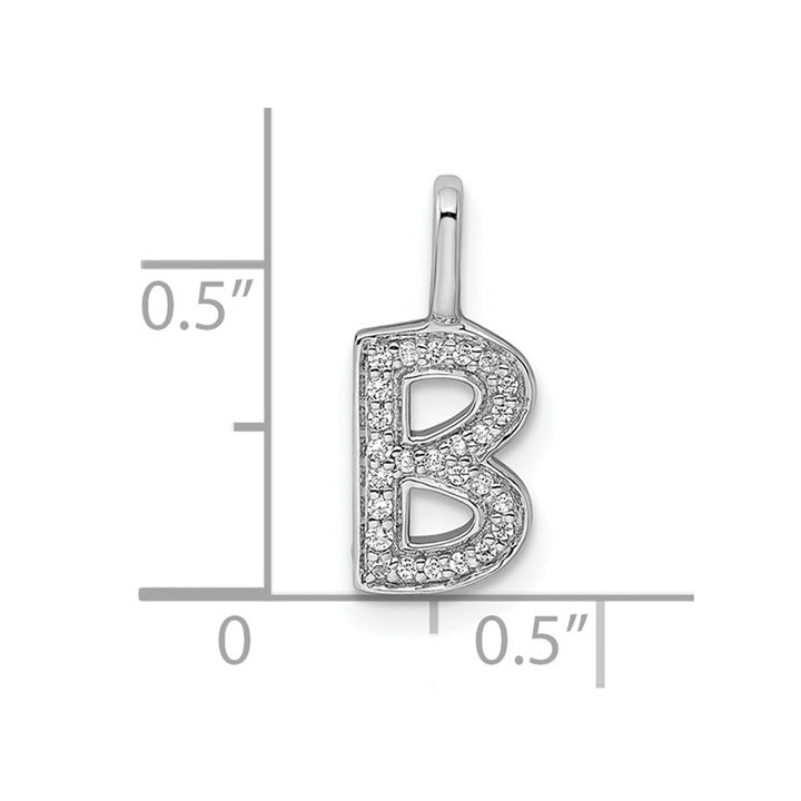 14K White Gold Initial -B- Pendant Charm with Accent Diamonds (NO CHAIN) Image 4