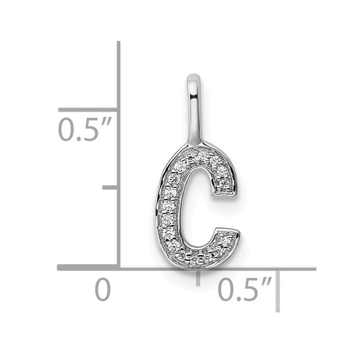 14K White Gold Initial -C- Pendant Charm with Accent Diamonds (NO CHAIN) Image 4