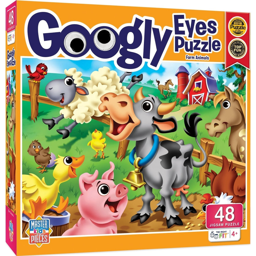 Googly Eyes Farm Animals Puzzle 48 Piece 19x14 Durable Kids Jigsaw Fun Image 1