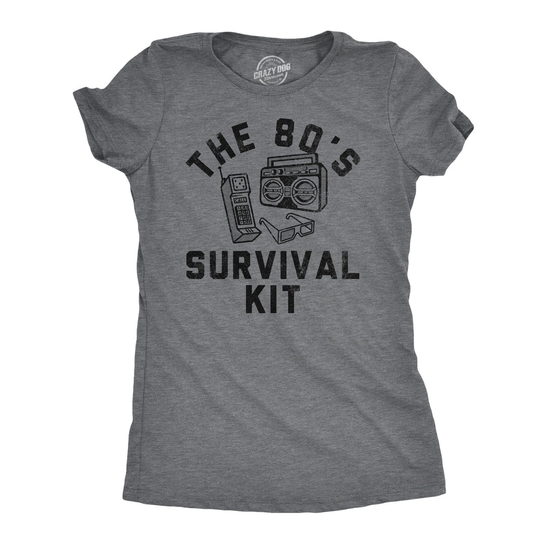 Womens Funny T Shirts The 80s Survival Kit Sarcastic Retro Graphic Tee For Ladies Image 1