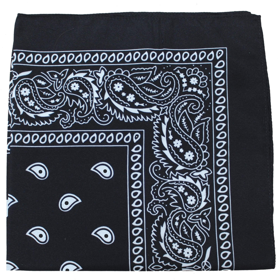 Qraftsy 8 Pack Cotton Extra Large Bandanas 27x27 Inches Paisley Plain Colors Image 1