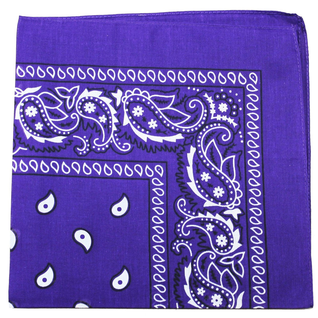 Qraftsy 8 Pack Cotton Extra Large Bandanas 27x27 Inches Paisley Plain Colors Image 8