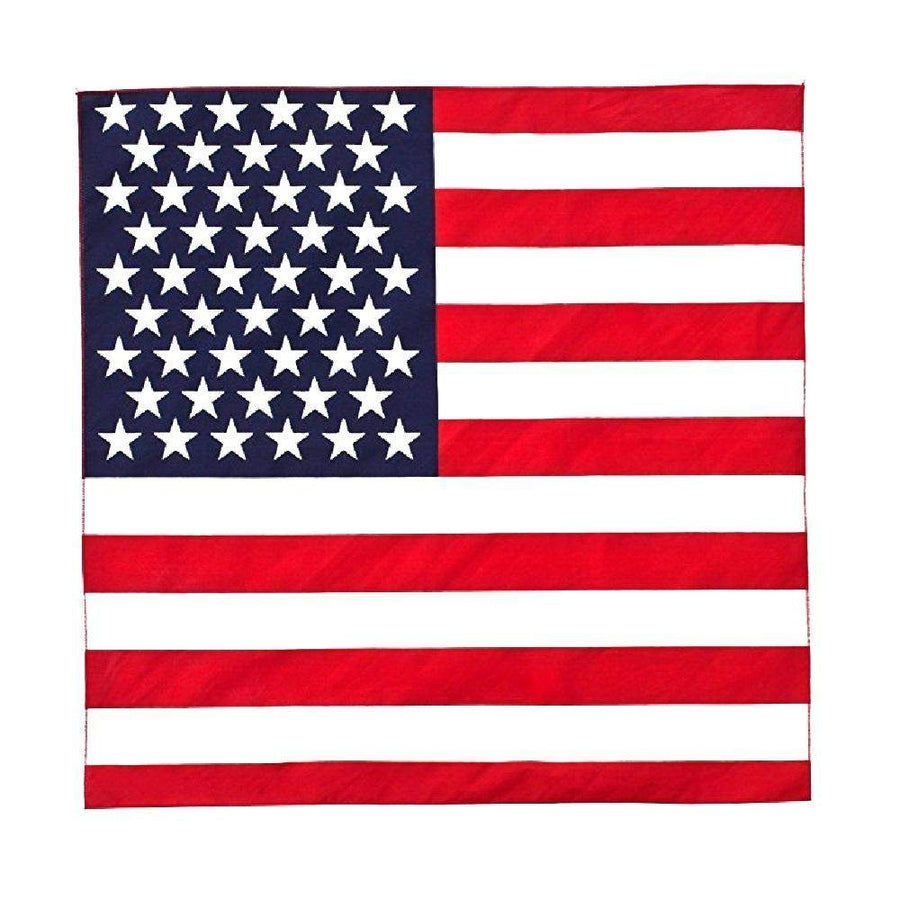 American Flag Bandana Cotton - 21 inches - Bulk Wholesale Packs Image 1