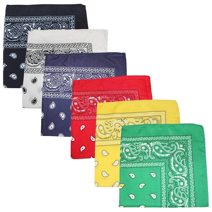 Daily Basic XL Polyester Bandana Bulk Lot 200 Pack Paisley Solid Multi-Purpose Image 1