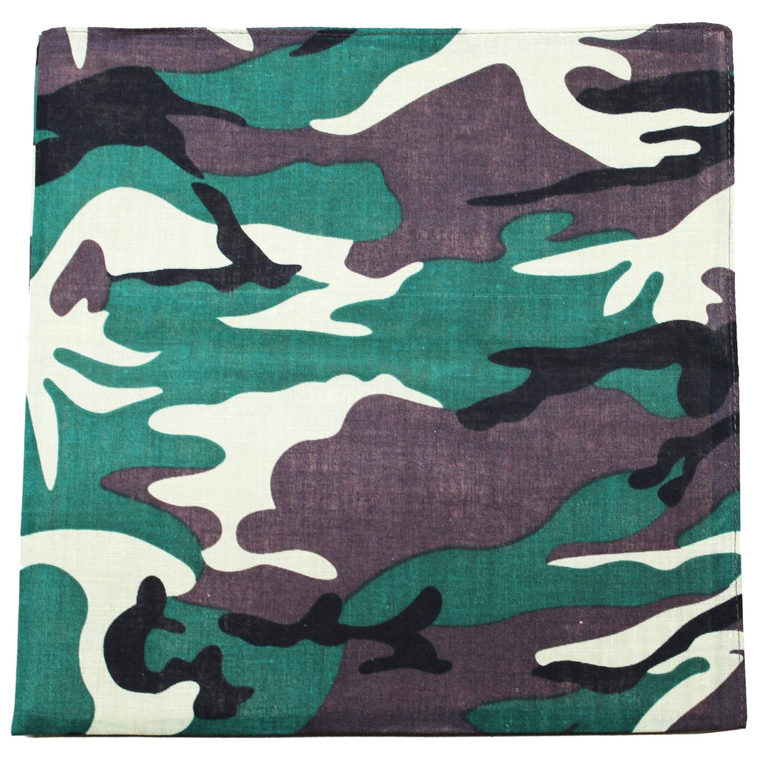 Camouflage Bandana 22 Inch Cotton Daily Basic 100% Cotton Bulk Wholesale Packs Image 1