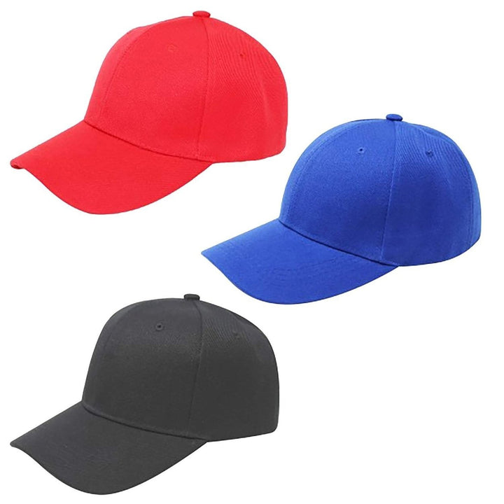 Jordefano 3 Pack Adjustable Baseball Cap Hat Plain Polyester Assorted Colors Image 7