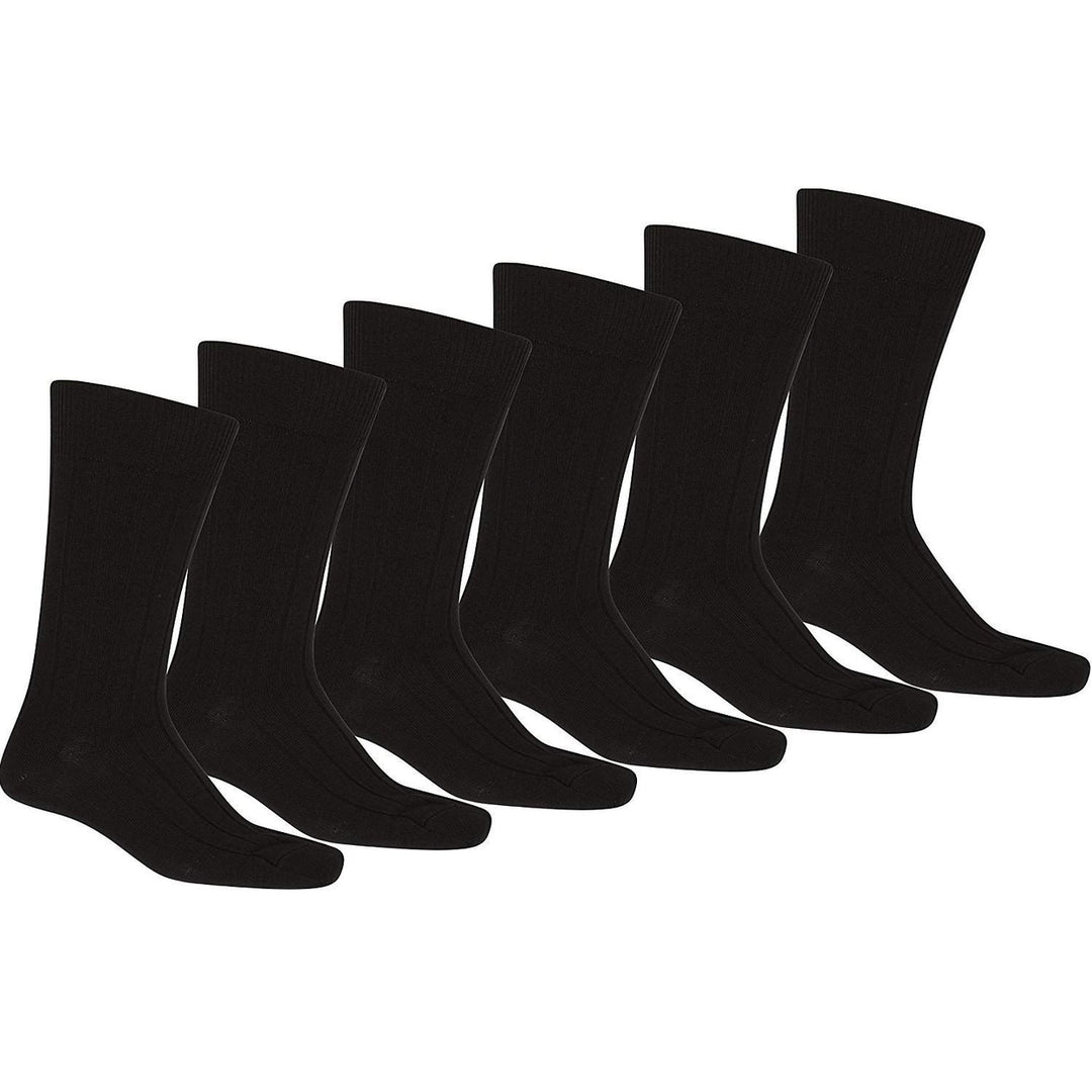 Mechaly 12-Pack Mens Black Solid Dress Socks Soft Stretchy Crew Length Image 1