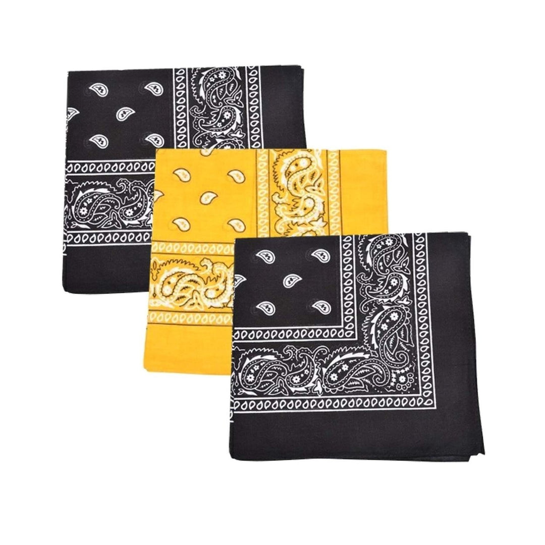 Mechaly 100% Cotton Paisley Bandanas Set 3 Pack 22x22 Inches Various Colors Image 6