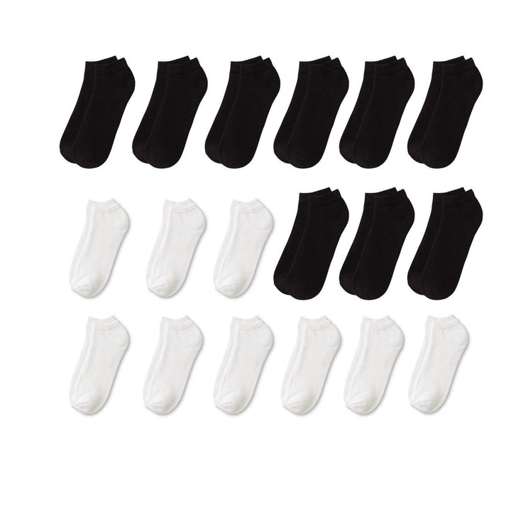 18 Pairs Low Cut Socks Men Size 9-11 6-8 Black White Mixed Comfort Soft Image 2