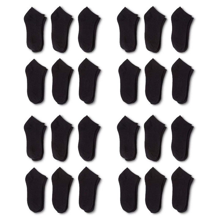 24 Pairs Low Cut Socks Men Size 9-11 or 6-8 Black White Mixed Comfort 24-Pack Image 1