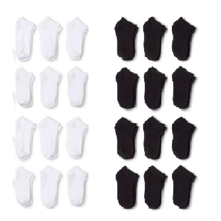 24 Pairs Low Cut Socks Men Size 9-11 or 6-8 Black White Mixed Comfort 24-Pack Image 2