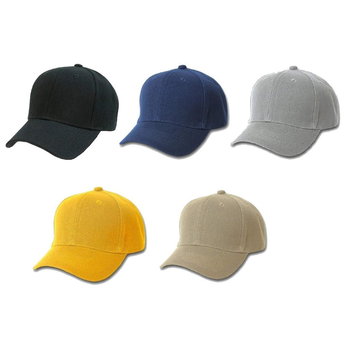 5 Pack Unisex Plain Polyester Baseball Caps Solid Color Adjustable Hats Image 10