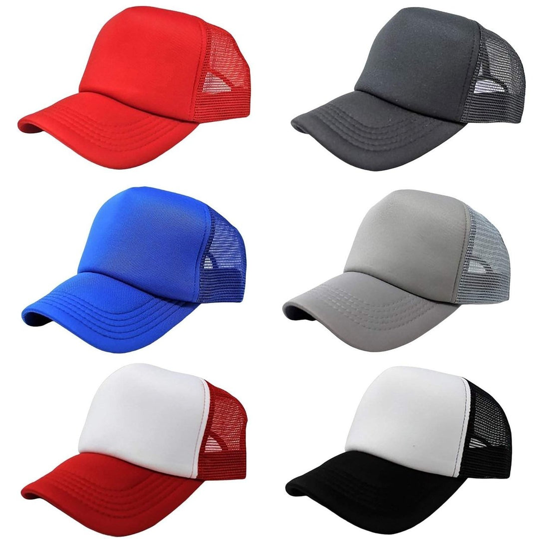 6-Pack Adjustable Trucker Hats Poly-Foam Mesh Caps One Size Fits Most Image 4